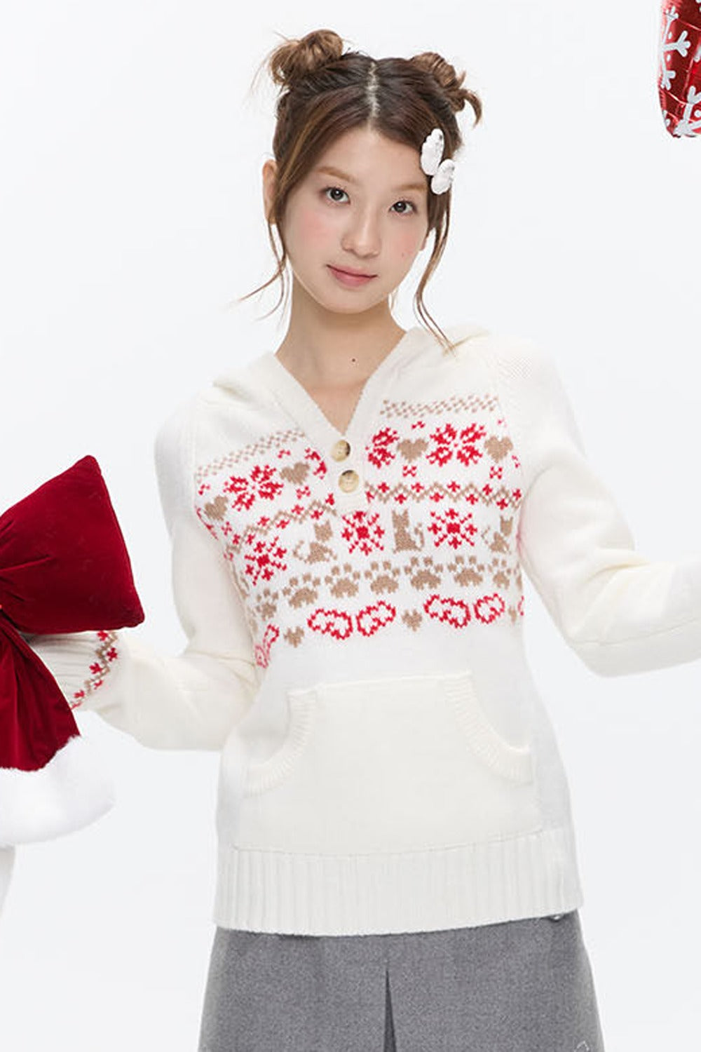 Fair Isle Knit Hoodie