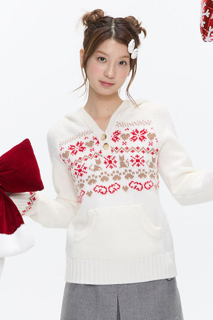 Fair Isle Knit Hoodie