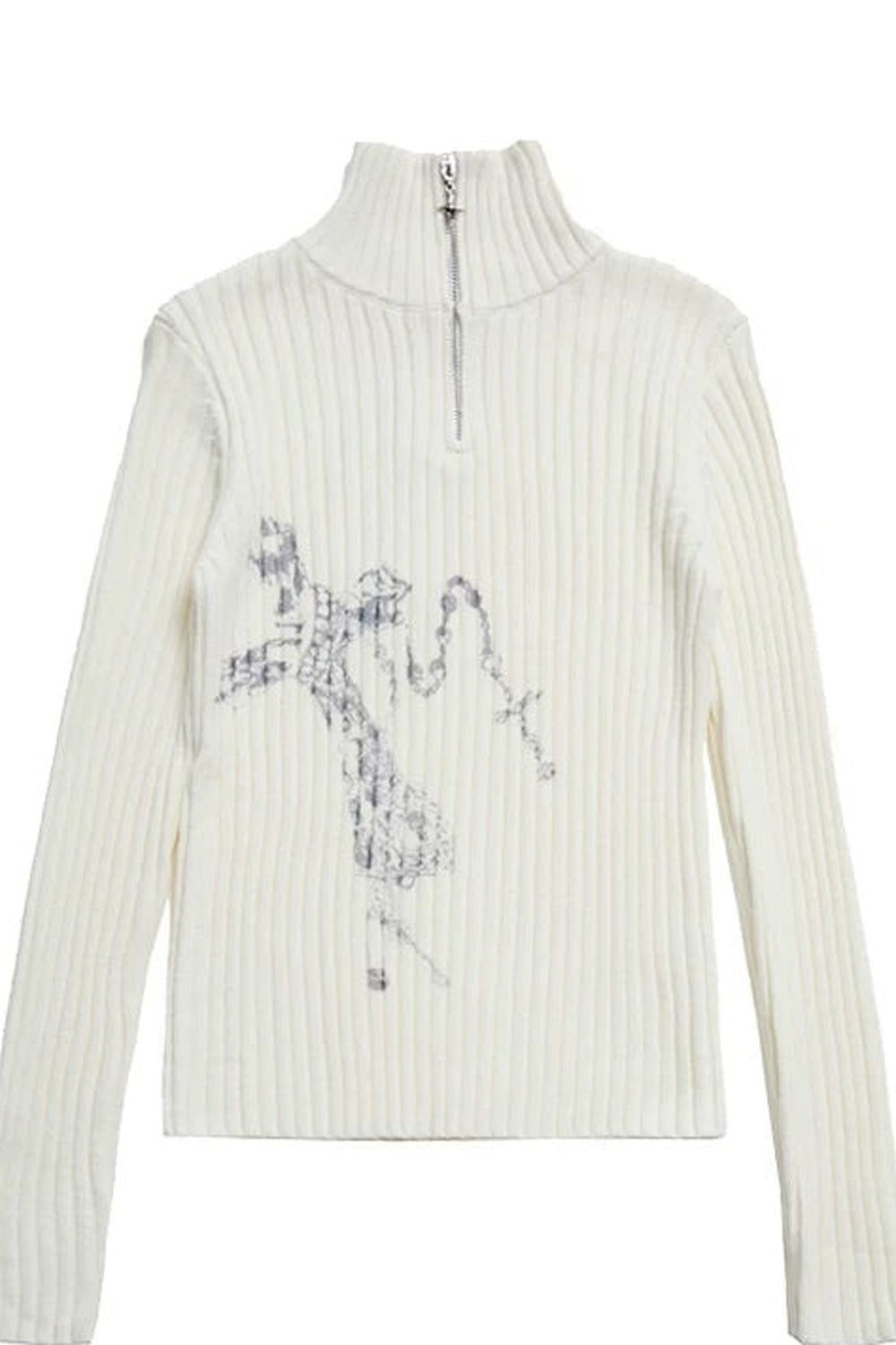 Punk Print Ribbed Half-Zip Sweater