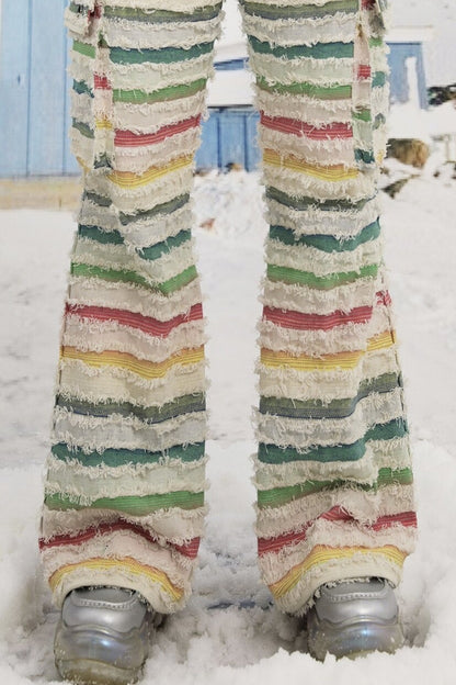 Y2K Colorful Striped Jeans