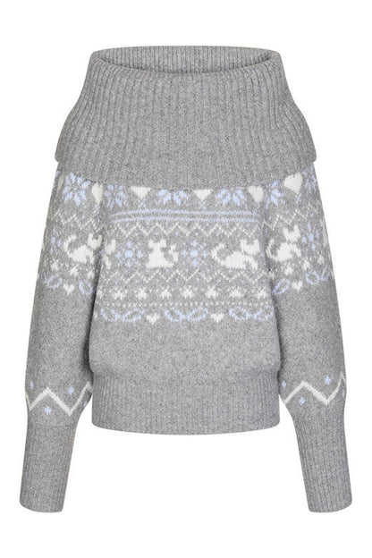 Fair Isle Large Collar Sweater