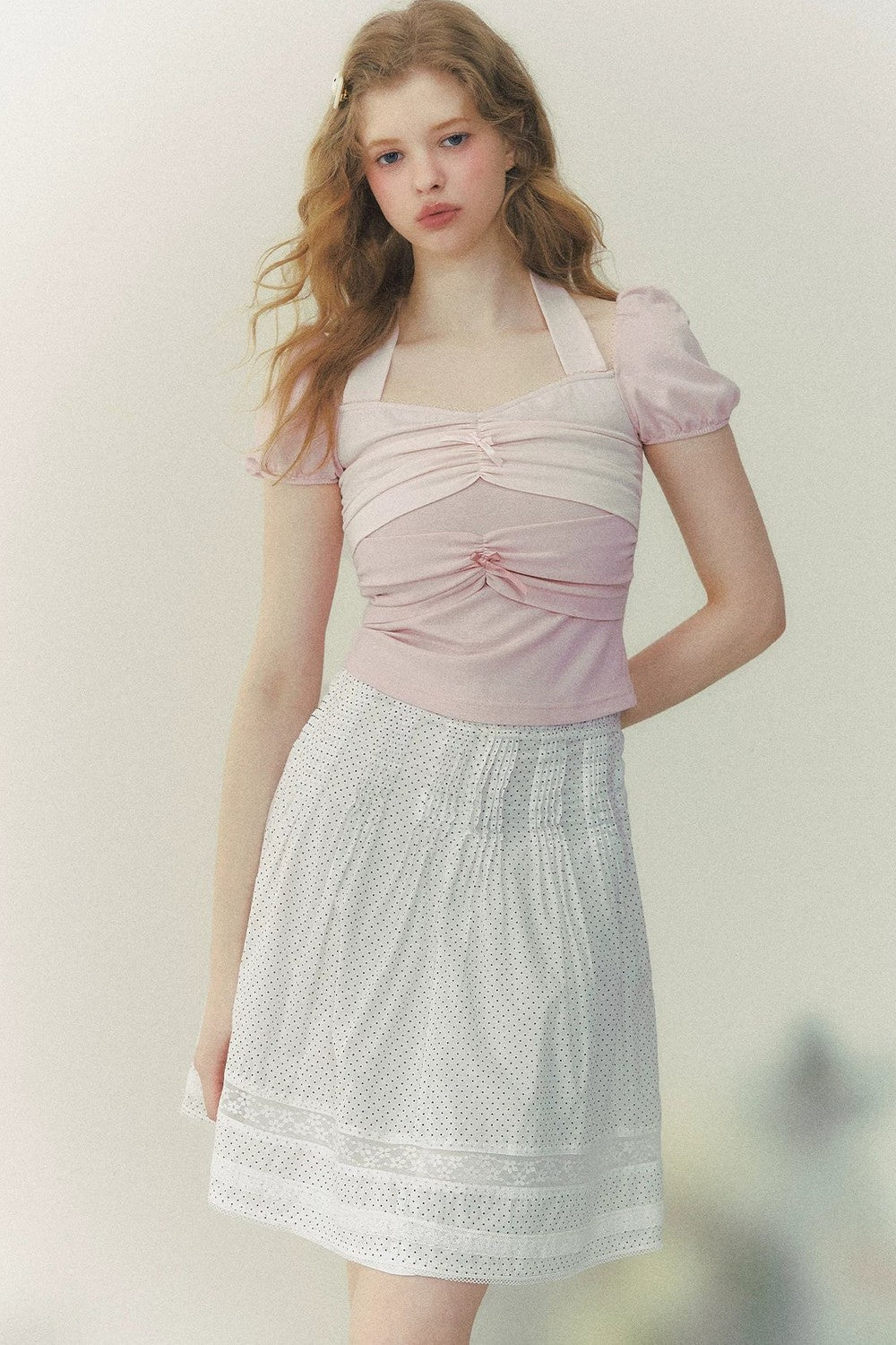 Bow Puff Sleeve Halter Top
