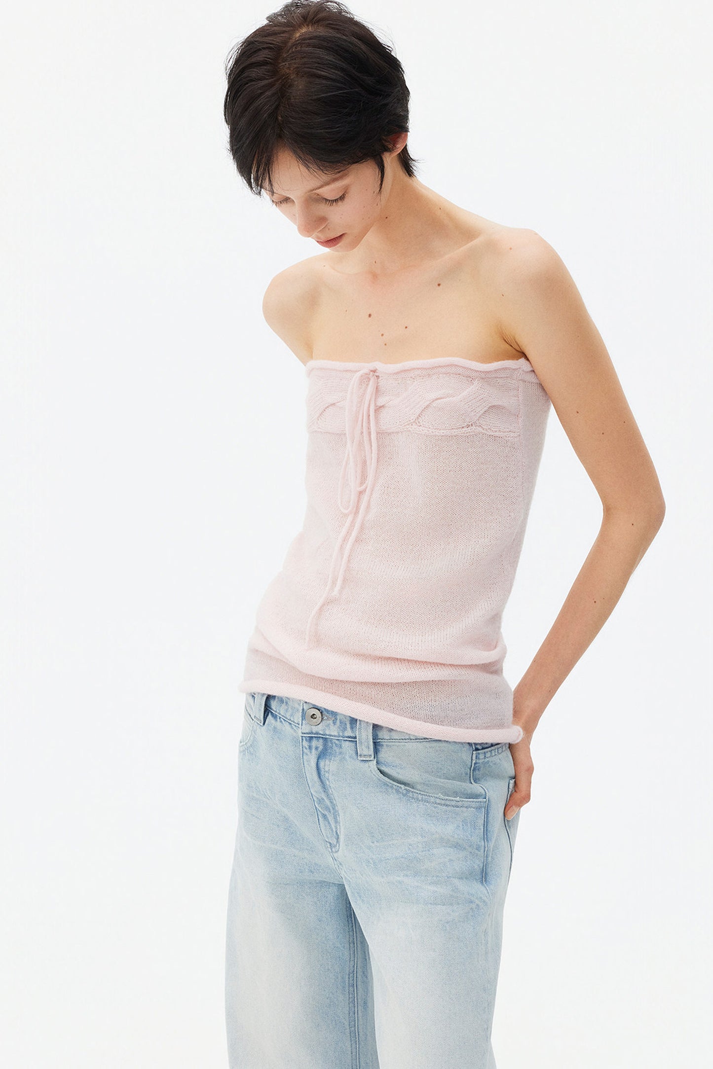 Wool Mohair Cable Knit Top