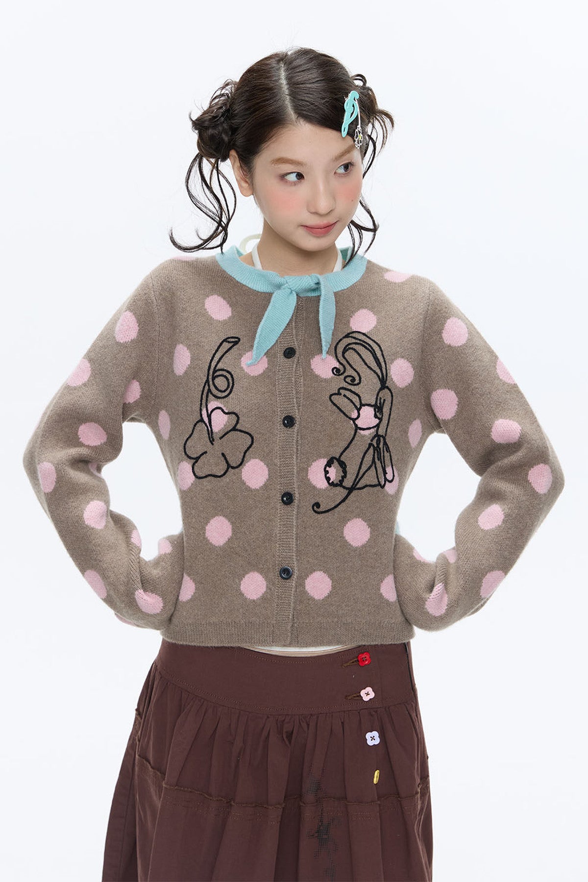Mint Green Polka Dot Cardigan