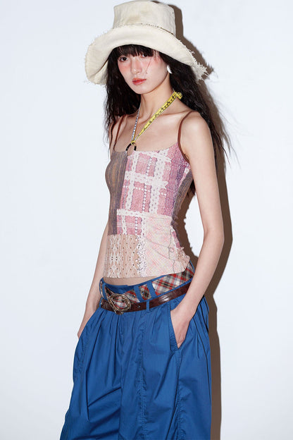 Retro Print Halter Camisole Top