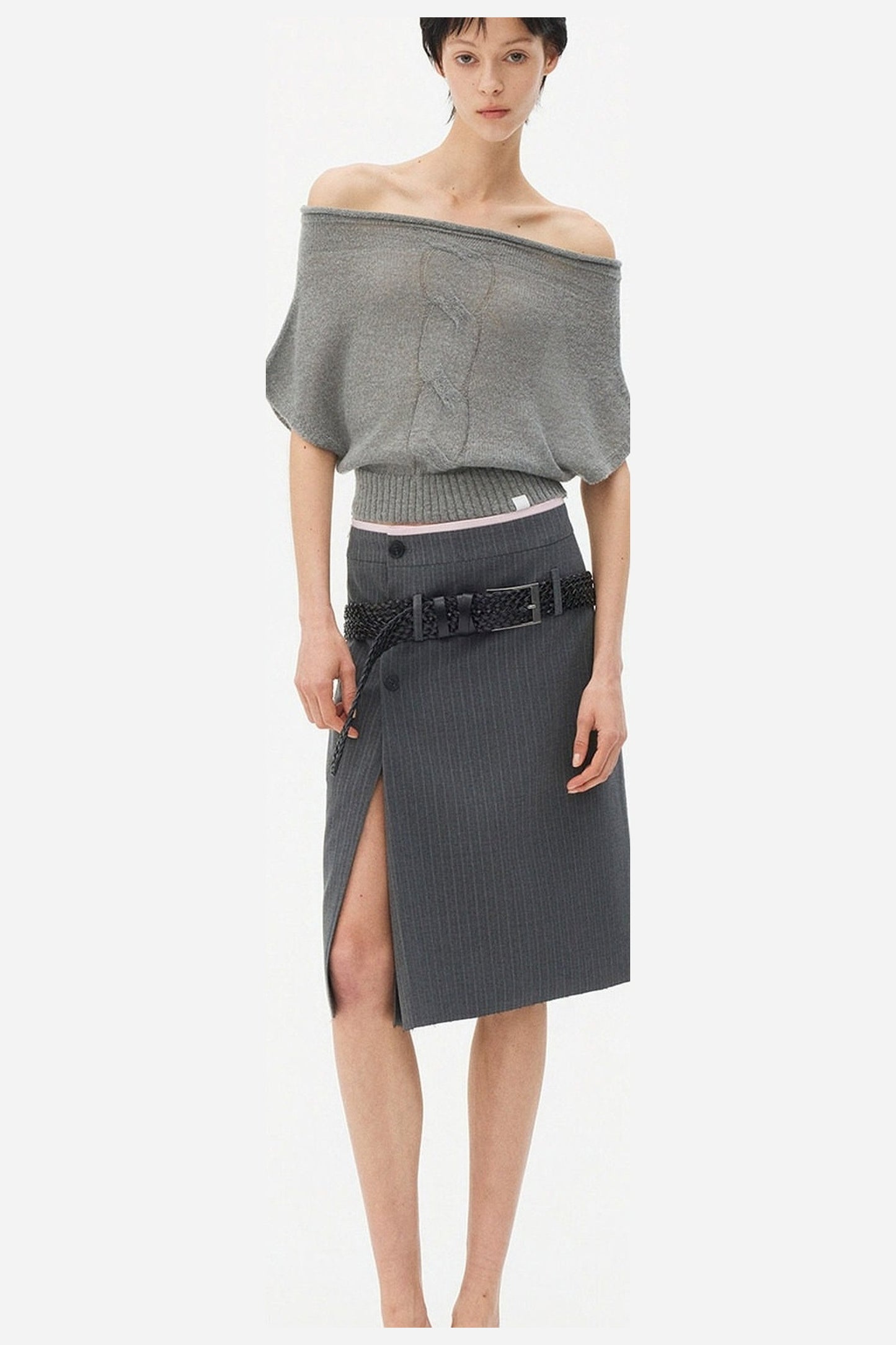 Deconstructed Asymmetrical Slit Skirt