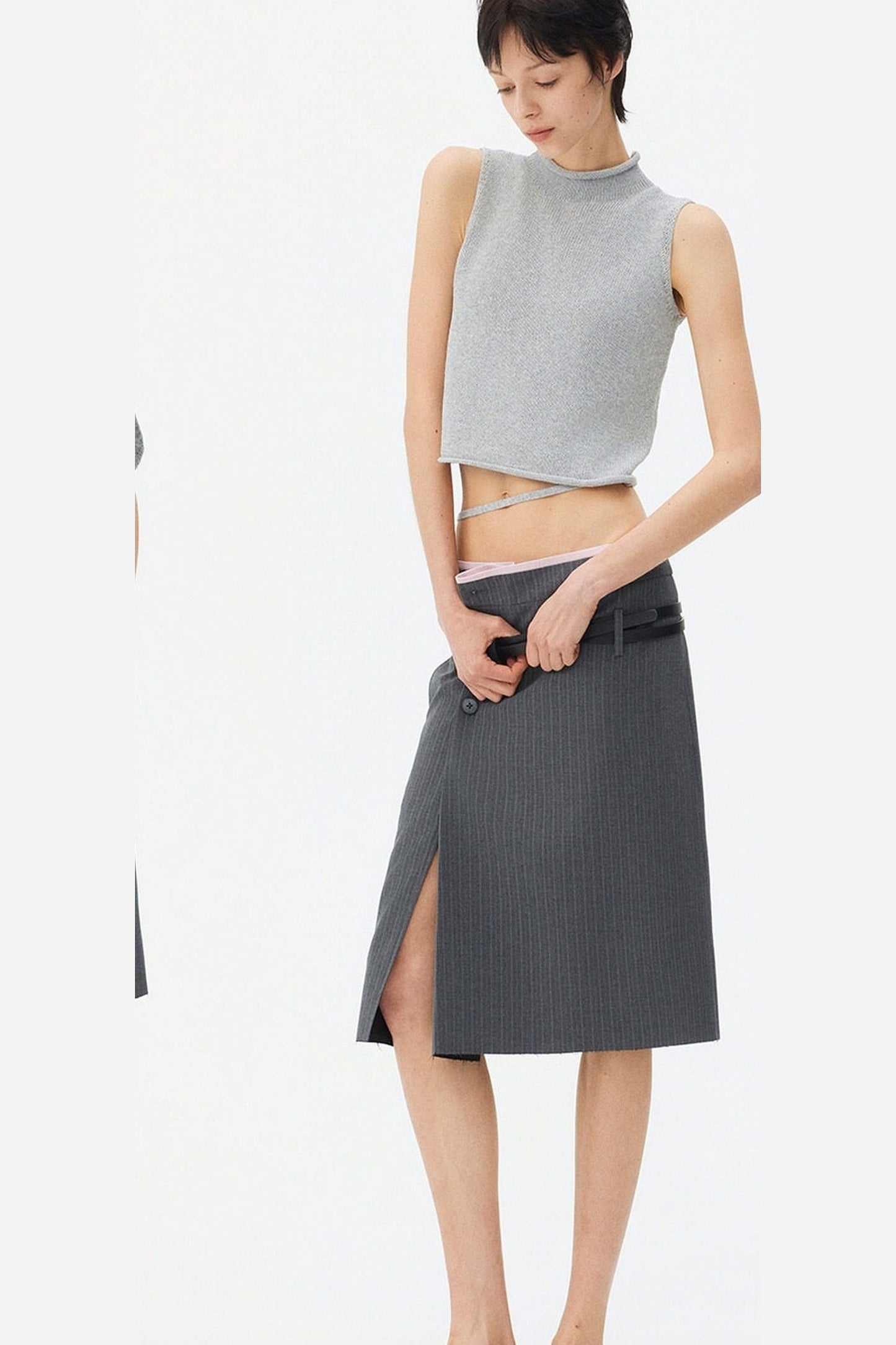 Deconstructed Asymmetrical Slit Skirt