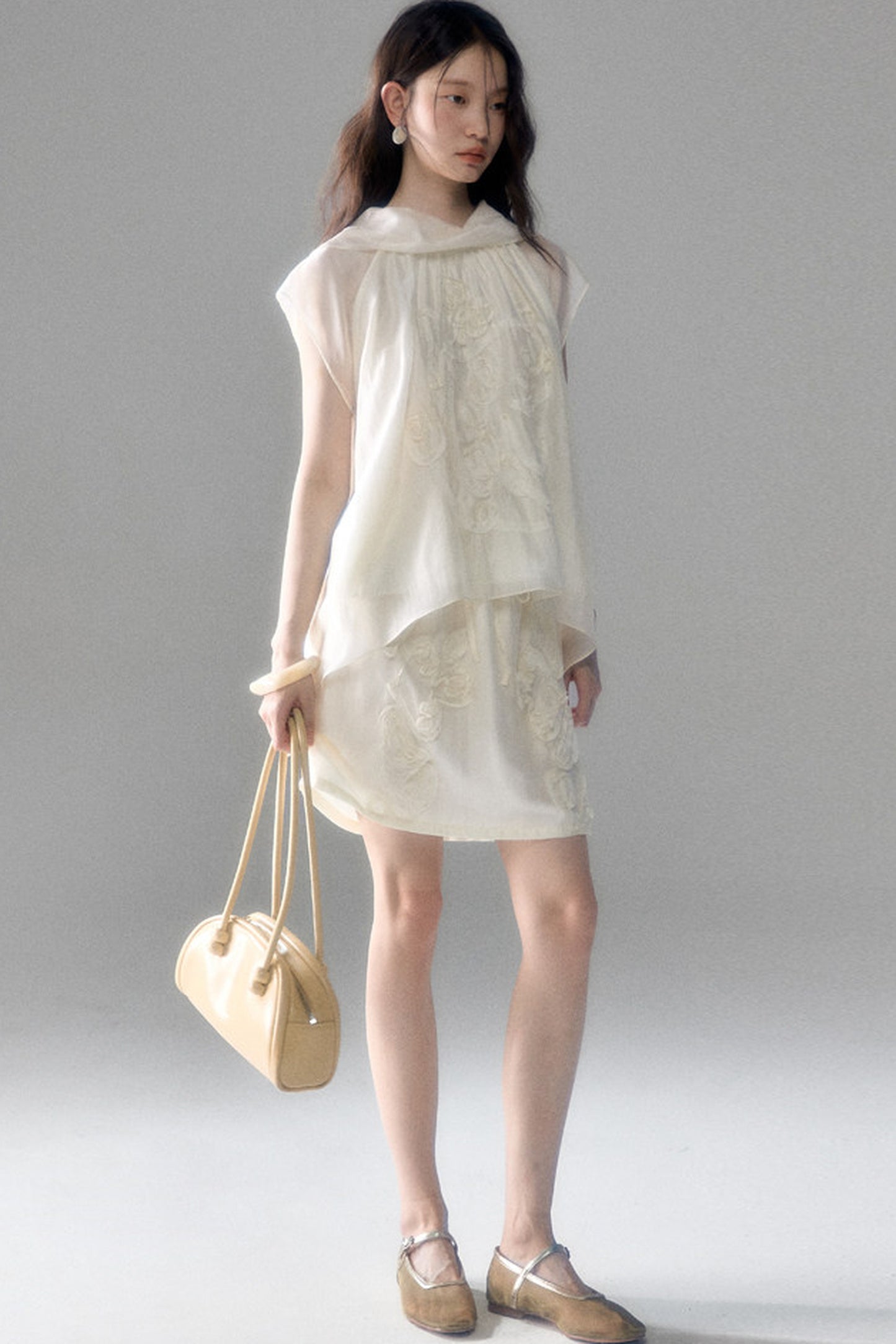 Tencel Acetate Bird Floral Top and Skirt Set-Up
