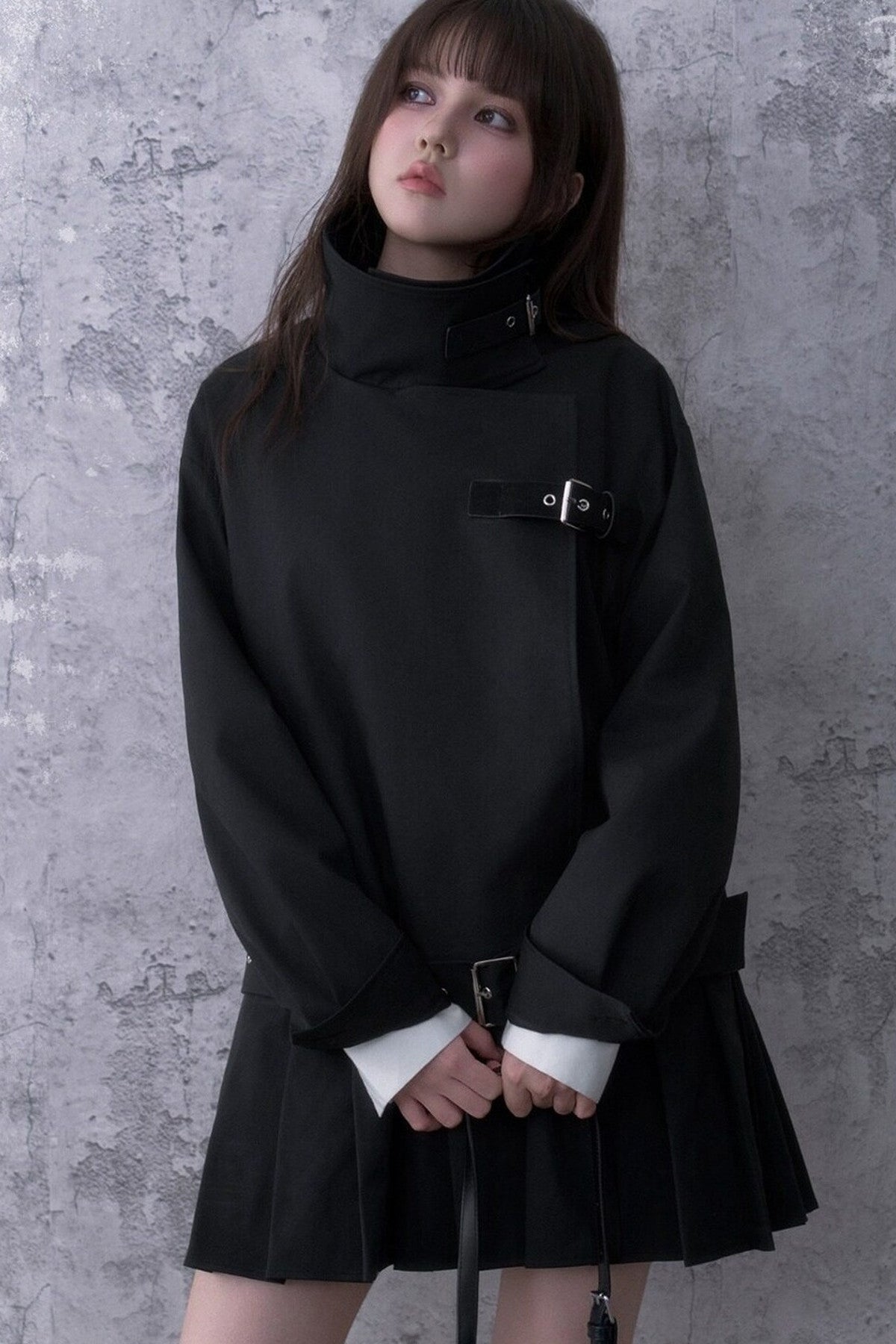 Black Pleated Trench Coat