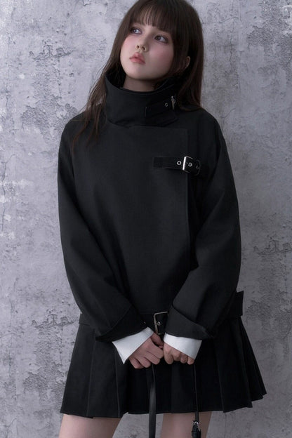 Black Pleated Trench Coat