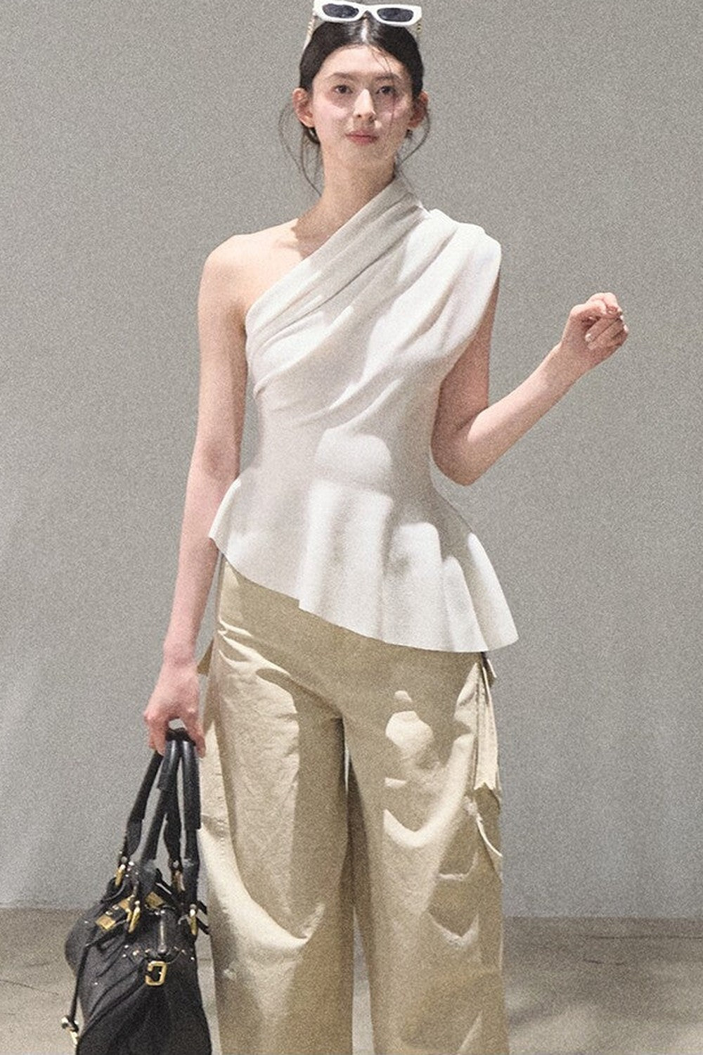 White Asymmetrical Lyocell Top