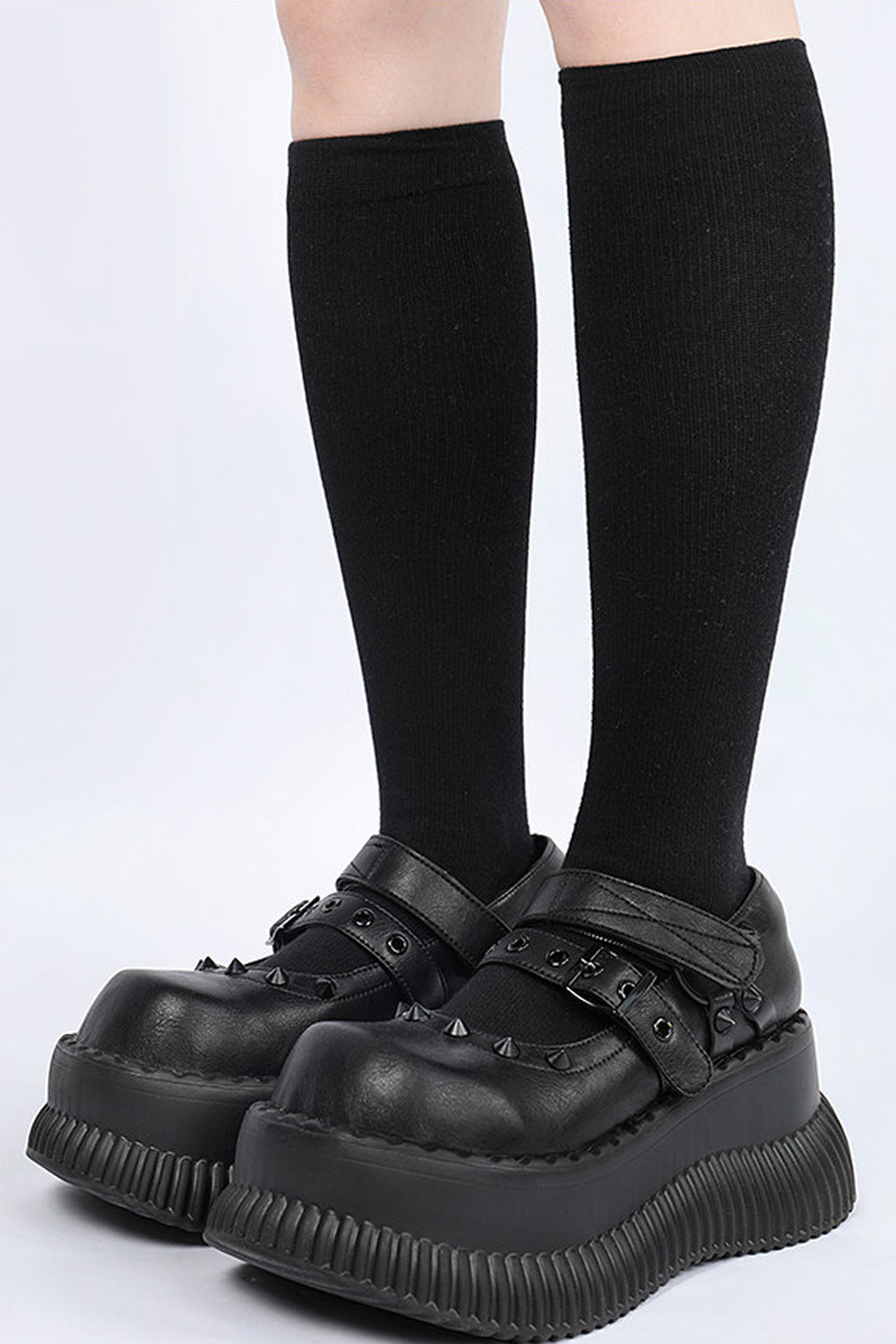 Studded 7cm Height-Increasing Platform Mary Jane Shoes