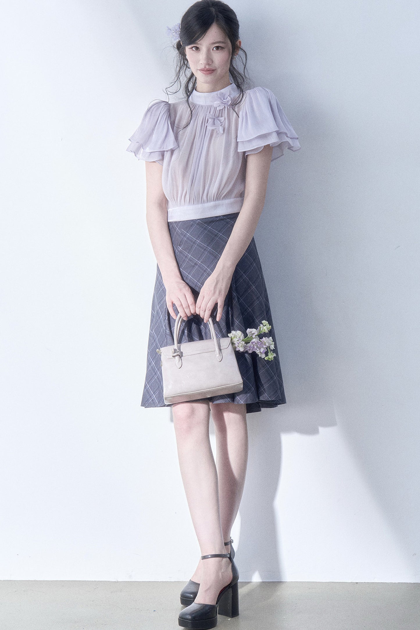 Floral Petal Flutter Sleeve Top Set-Up