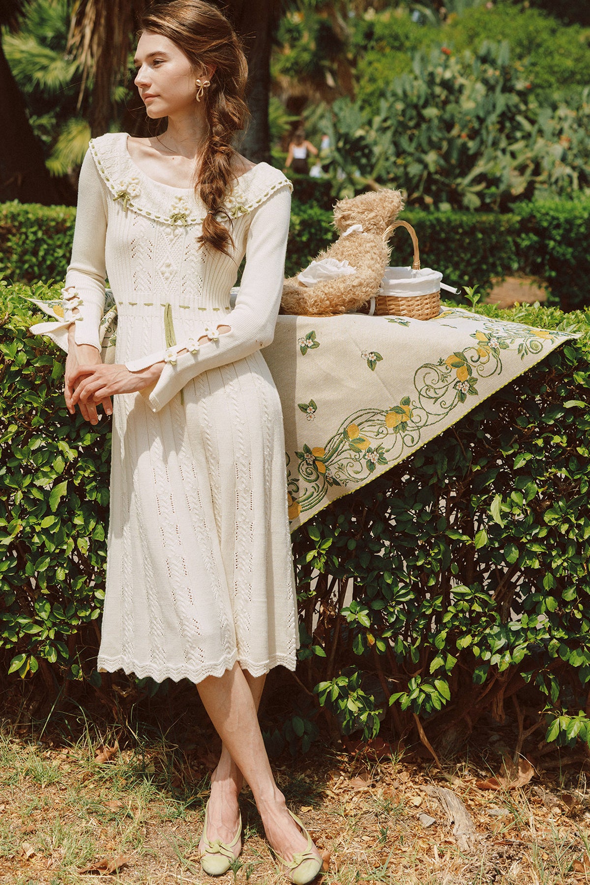 French Pastoral Retro Lazy Simple Knitted Top Set-Up