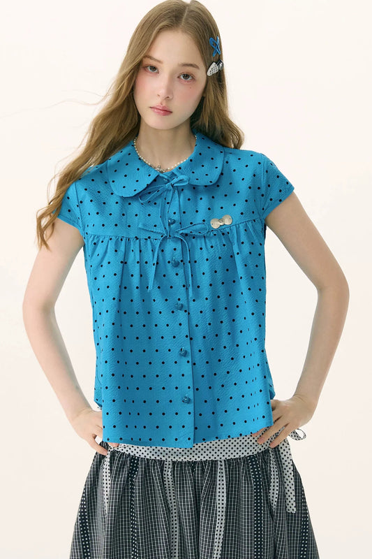 Doll Collar Polka Dot Blouse