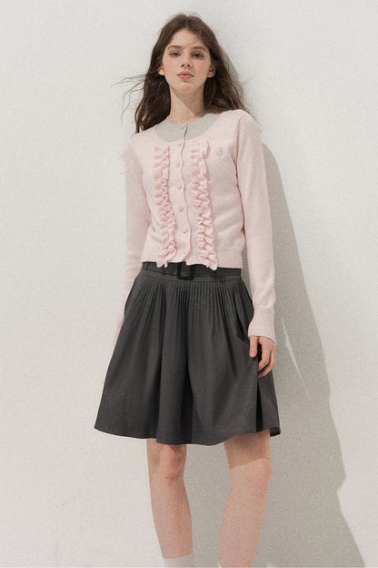 Gray Pleated Ballet Umbrella Skirt