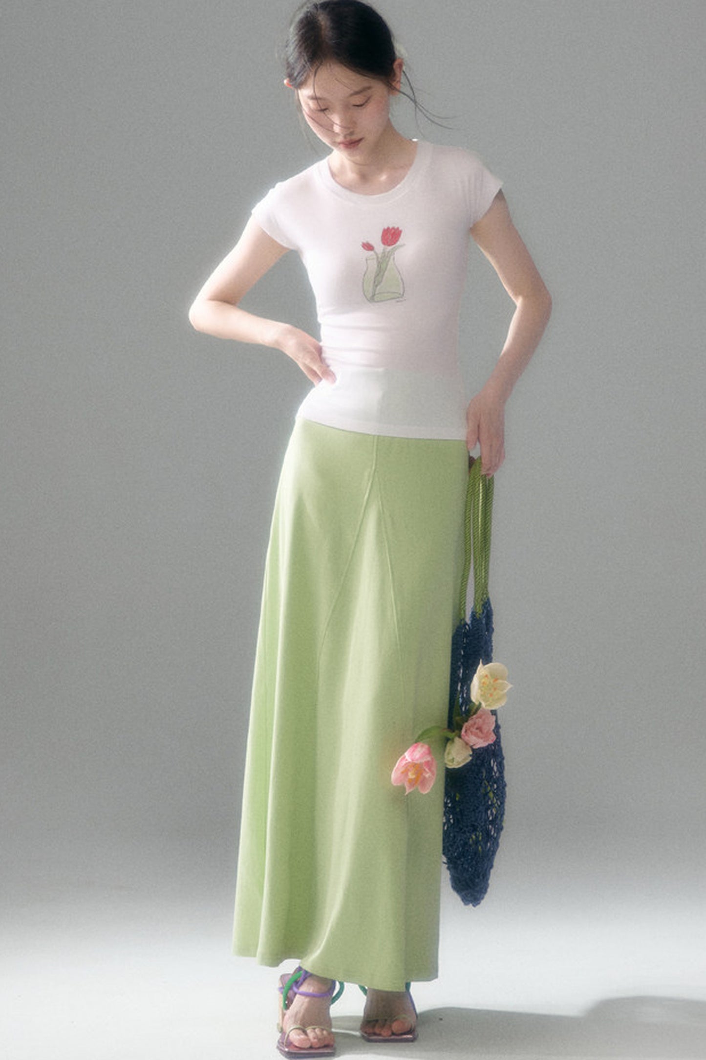 Cotton Blend A-Line Skirt