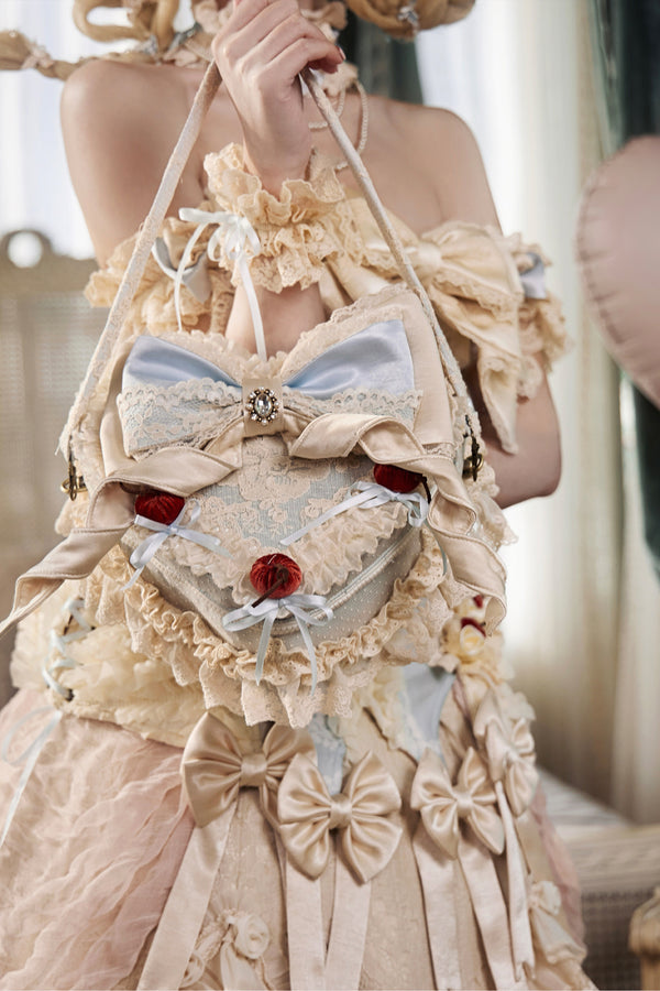 French Rococo Cherry Twin Heart Cake Handbag
