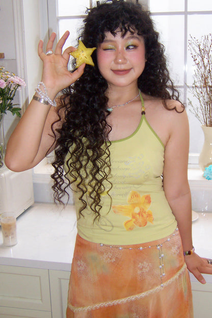 Colorful Floral Beaded Halter Top