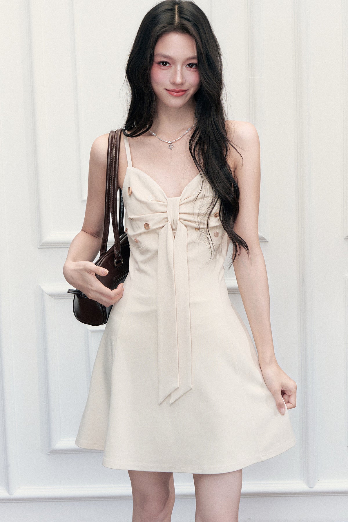 V-Neck Dress Ruffled Cardigan Set-Up