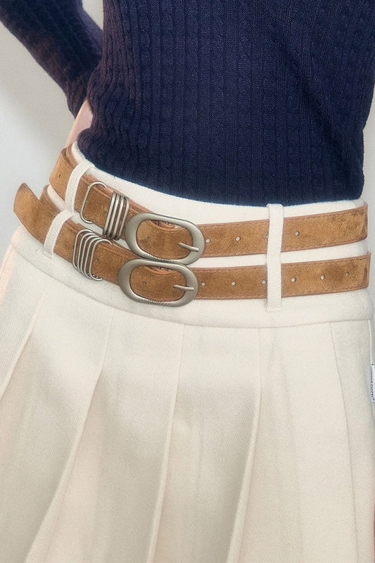 Bronze Suede Metal Buckle Belt