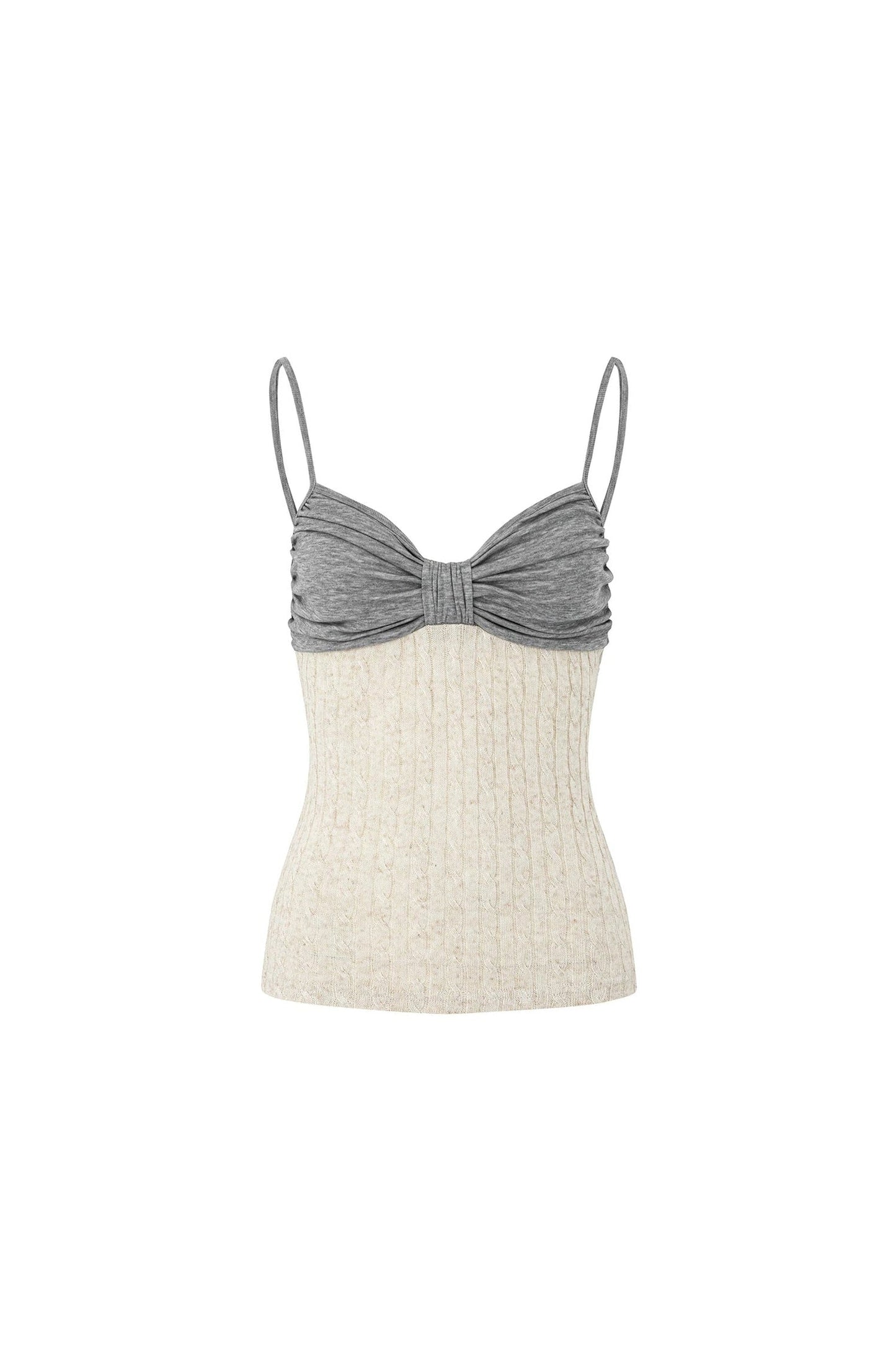 Linen Tencel Color-Blocked Twist Camisole