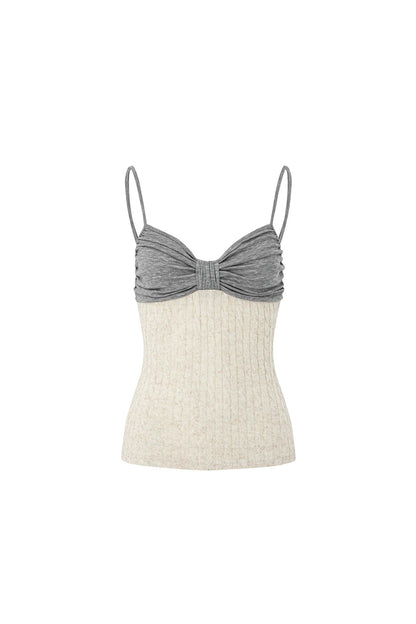 Linen Tencel Color-Blocked Twist Camisole
