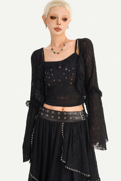 Schwarze schmale Strickjacke