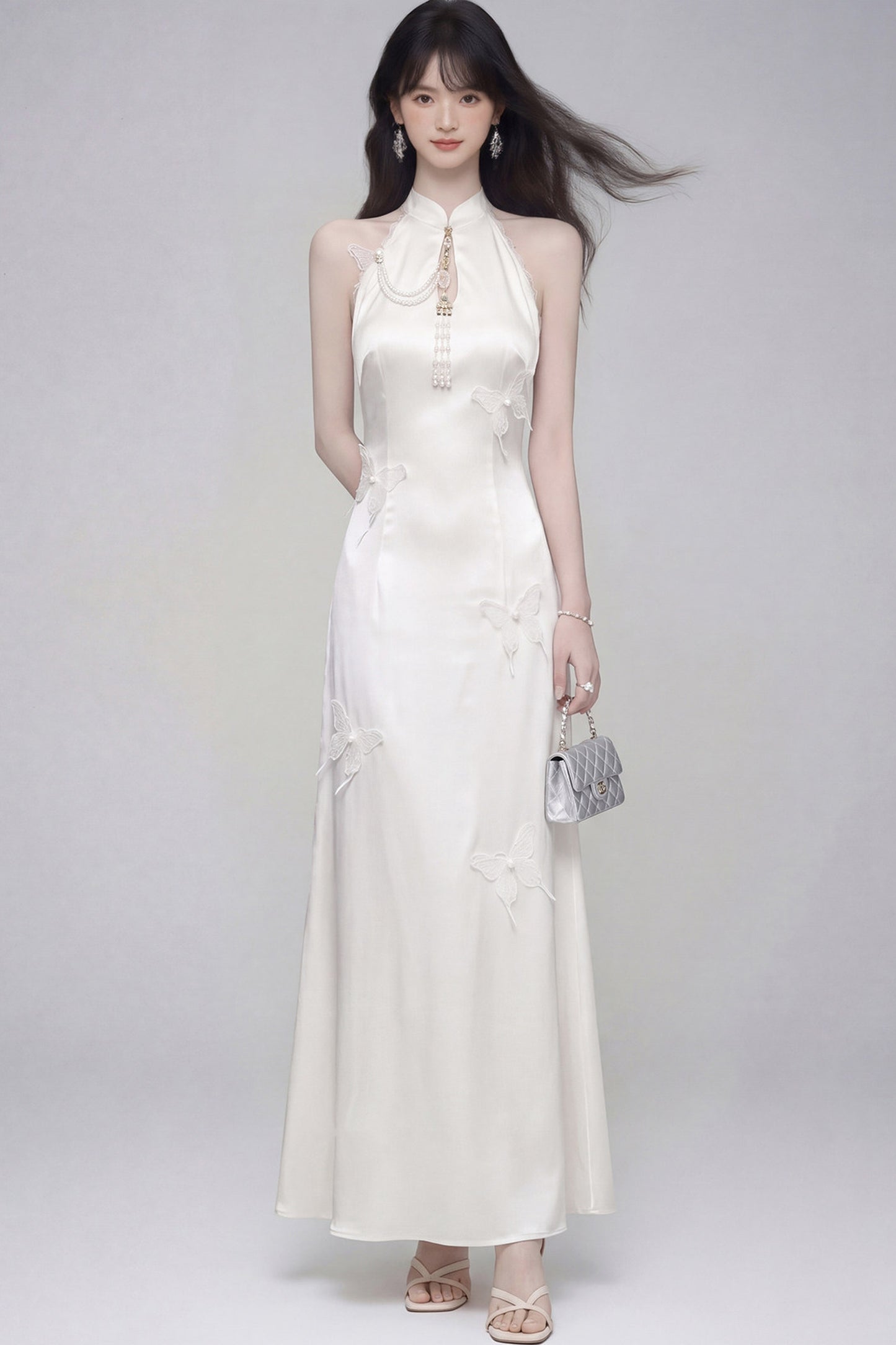 Butterfly Embroidered Cheongsam Dress