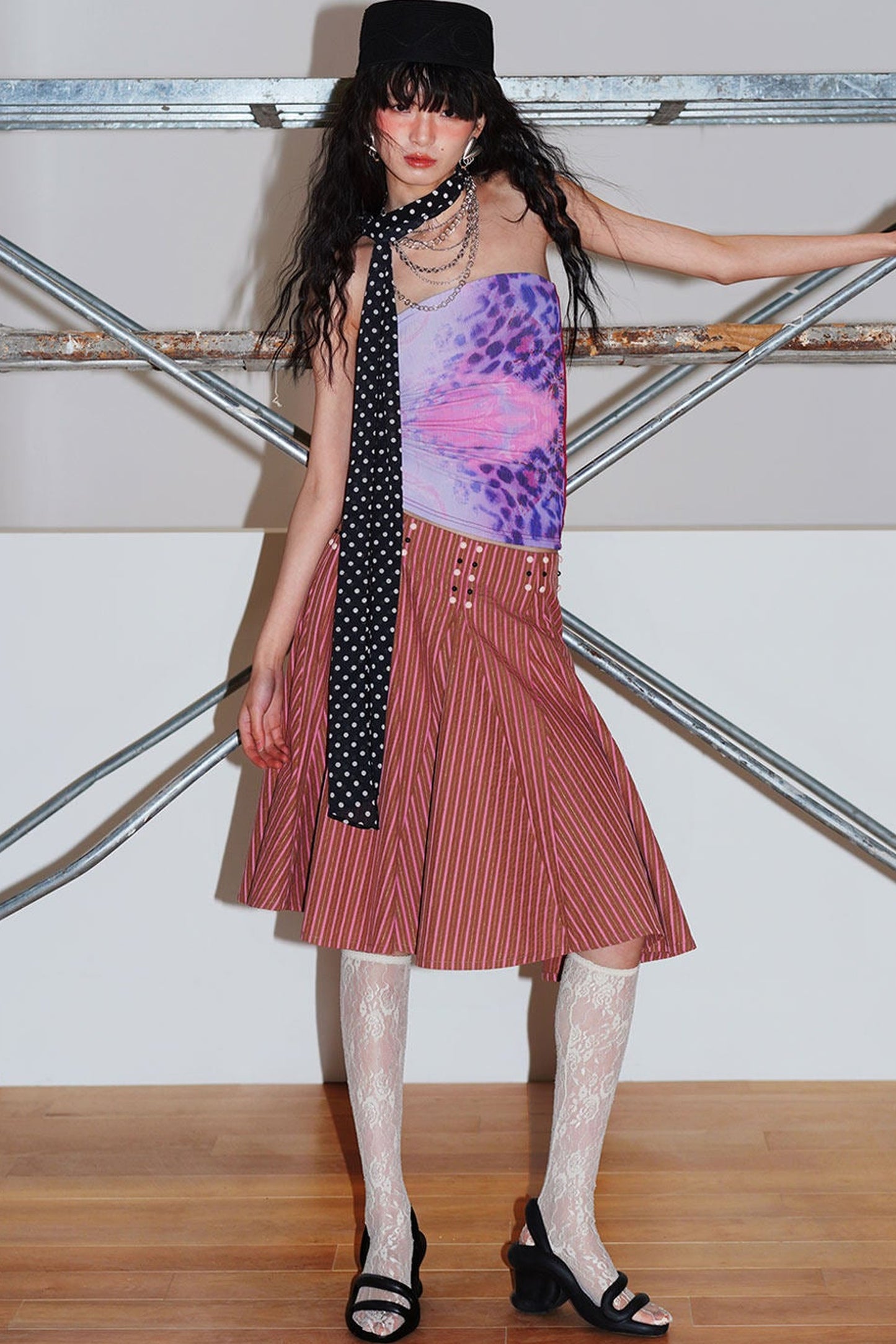 Retro Striped A-Line Skirt