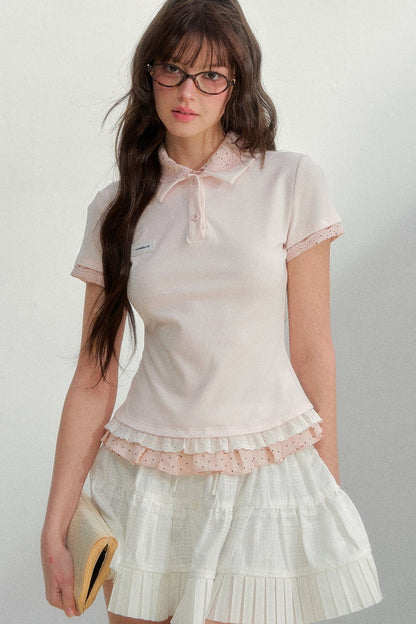 Retro Knit Polka Dot Polo