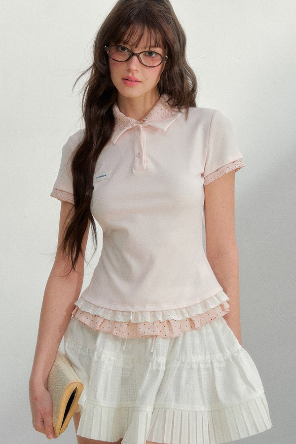 Retro Knit Polka Dot Polo