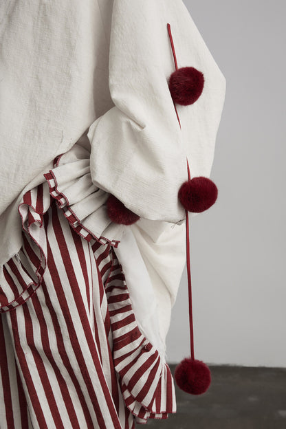 Quirky Clown-Style Red White Striped Shirt