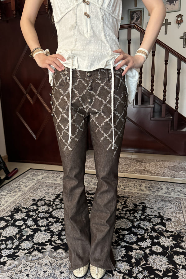 Medieval Patchwork Flared Denim Pants