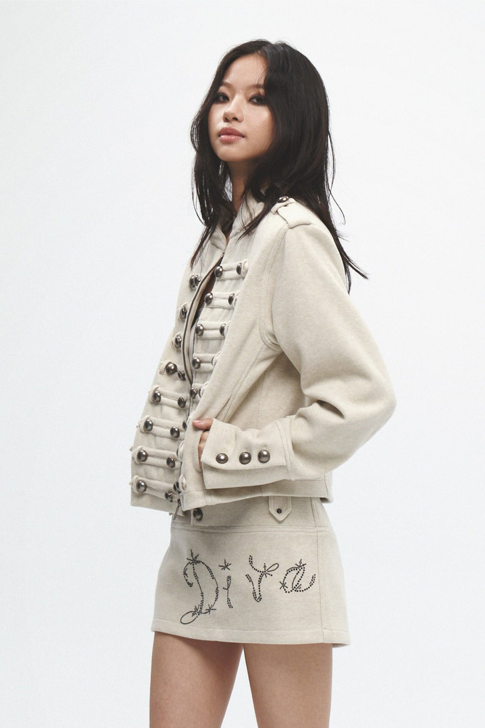 Metal Decorated Shoulder Pad Jacket Set-Up