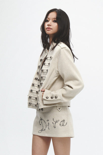 Metal Decorated Shoulder Pad Jacket Set-Up