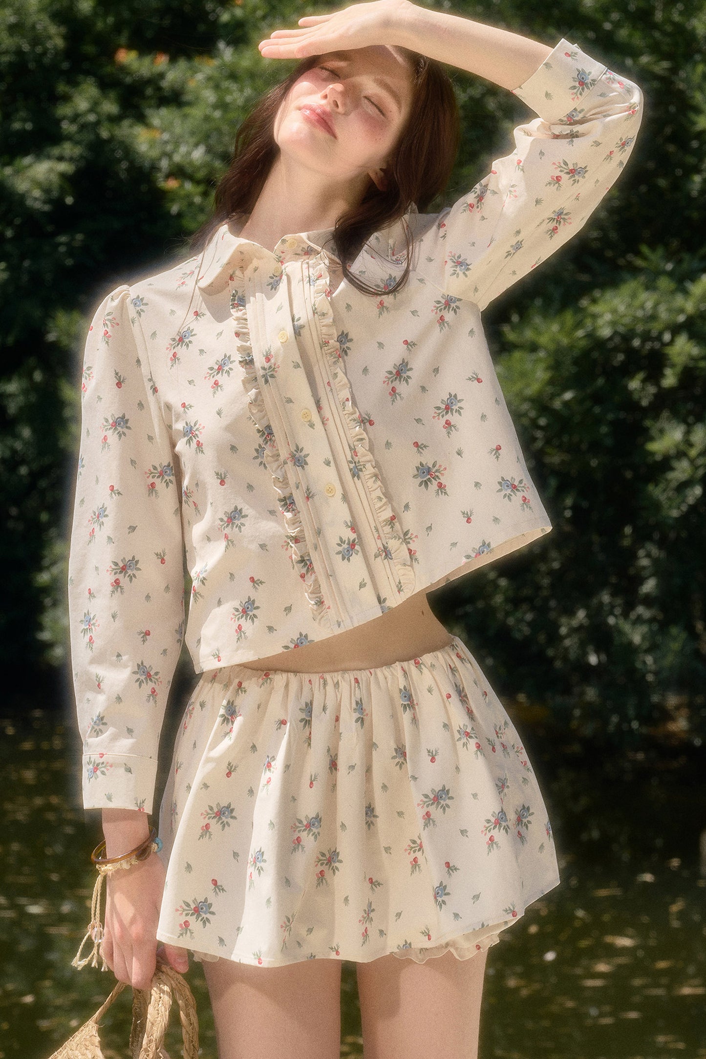 Floral Print Shirt and Culottes Set-Up