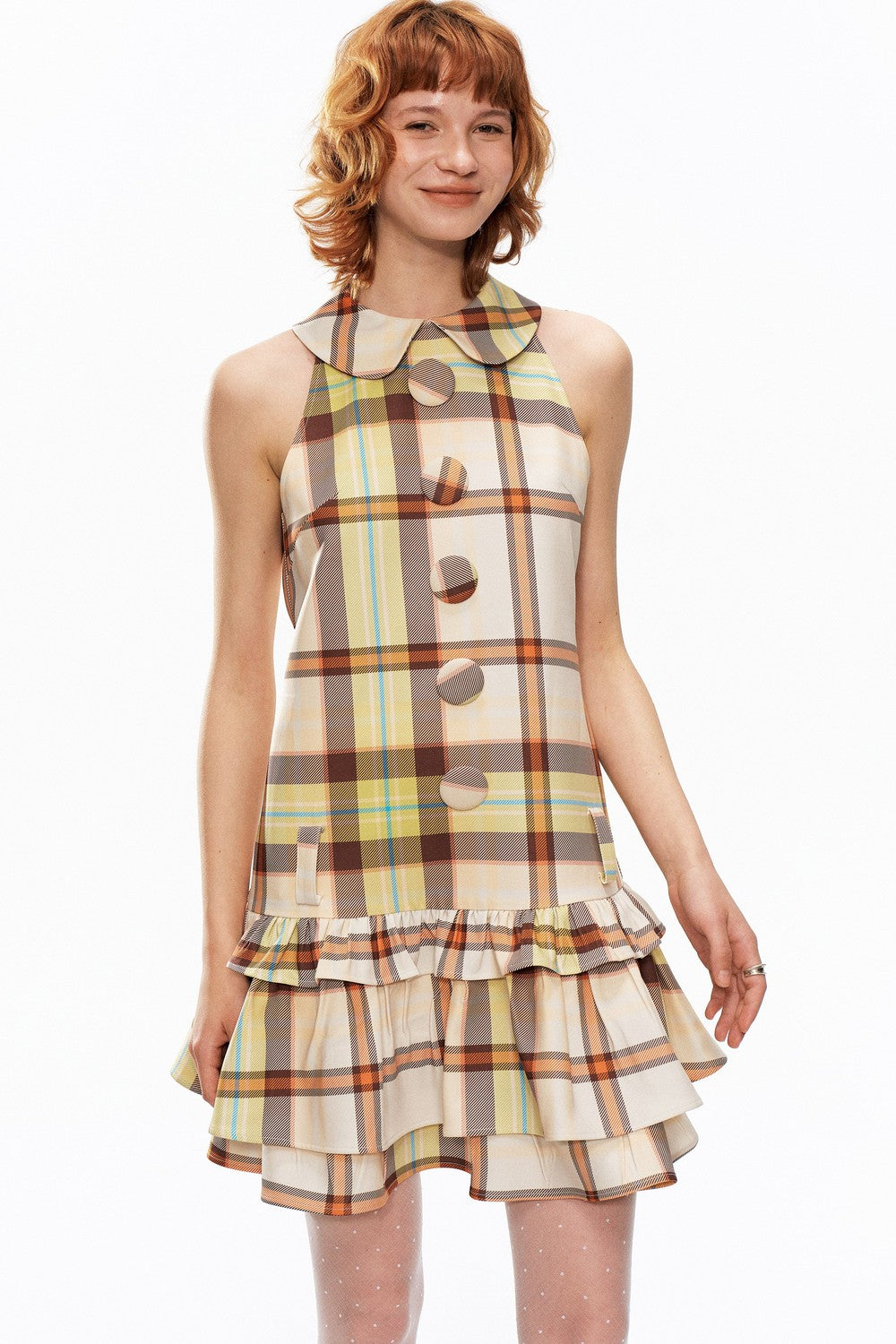 Plaid Raglan Vest Dress