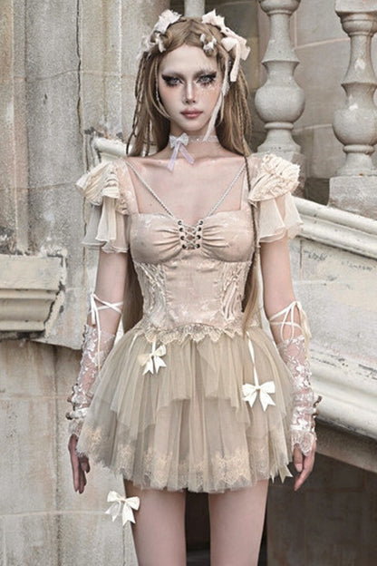 Lace Fishbone Top and Trailing Skirt Set-Up