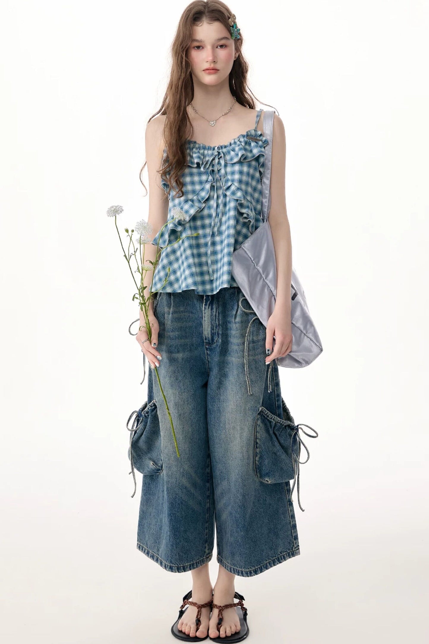 Cargo-Jeans mit weitem Bein
