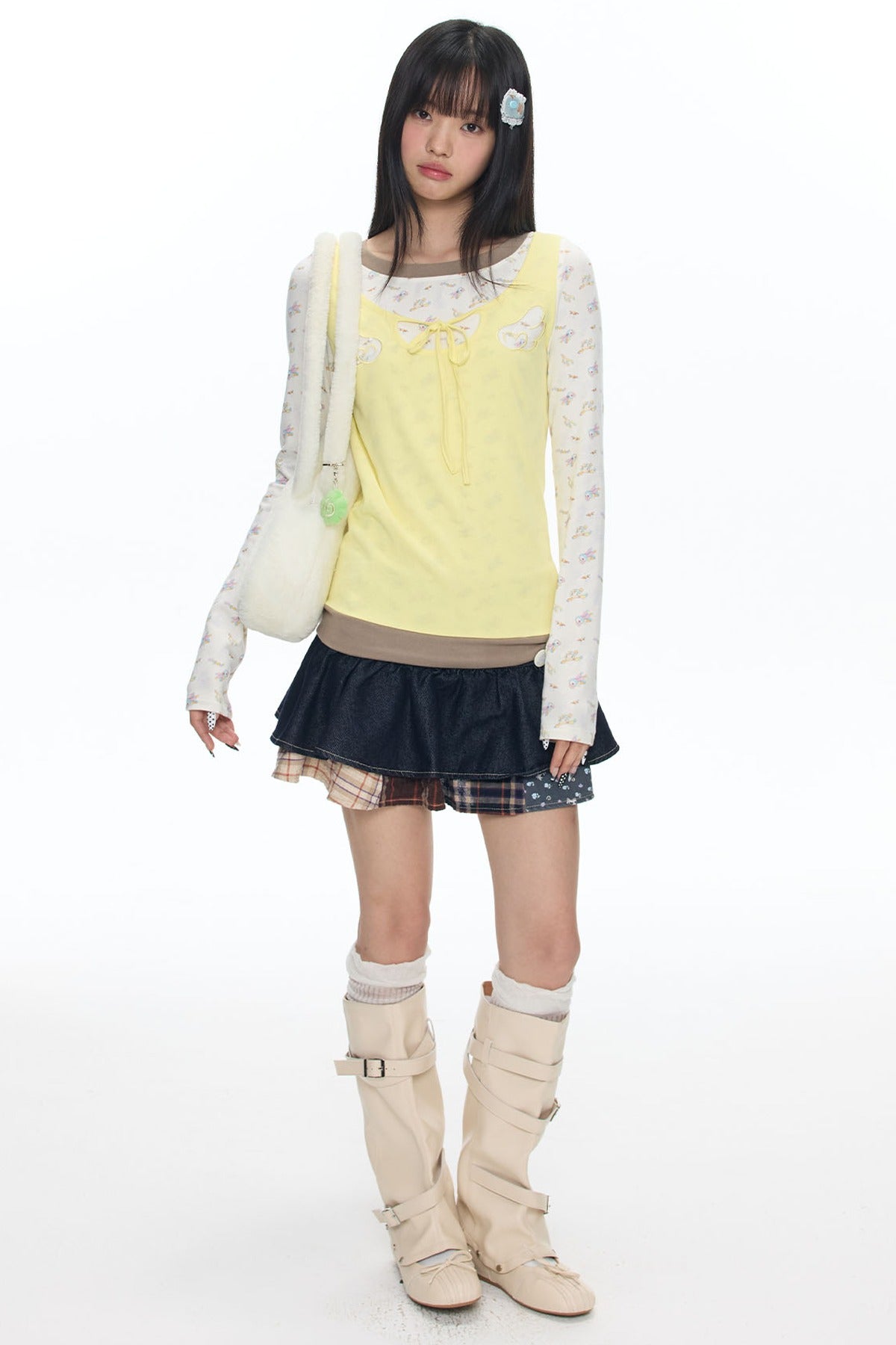 Embroidery Layered-Look Top