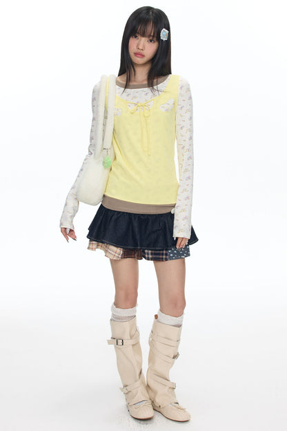 Embroidery Layered-Look Top