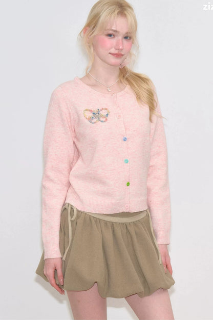 Butterfly Embroidered Knit Cardigan