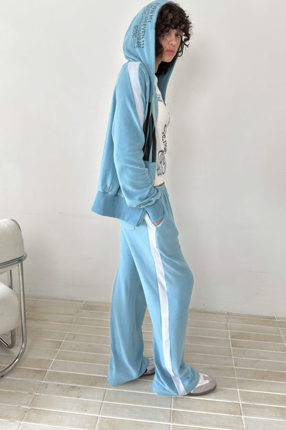Letter Print Color-Block Hooded Jacket