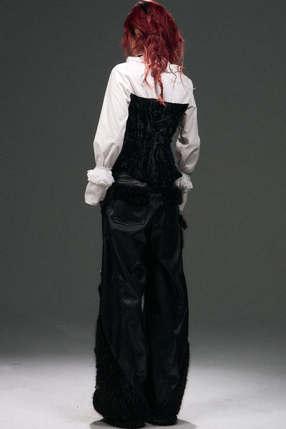 Retro Punk Velvet Bell Sleeve Shirt