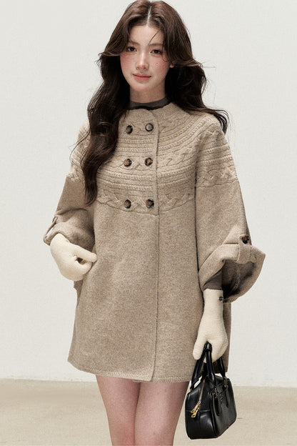 Double-Breasted Cape Design Cardigan