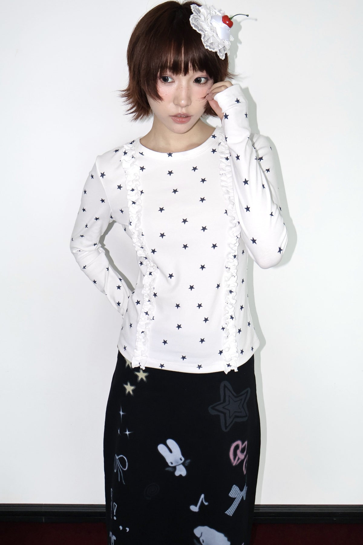 Two-Tone Star Long-Sleeve Top
