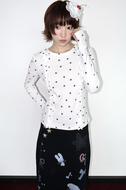 Two-Tone Star Long-Sleeve Top