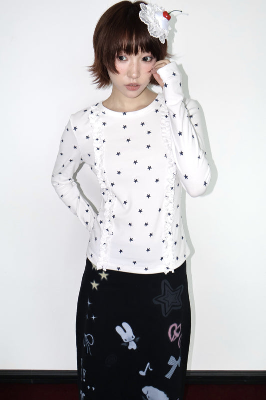 Two-Tone Star Long-Sleeve Top