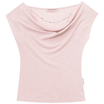 Peach Pink Chain Collar T-Shirt